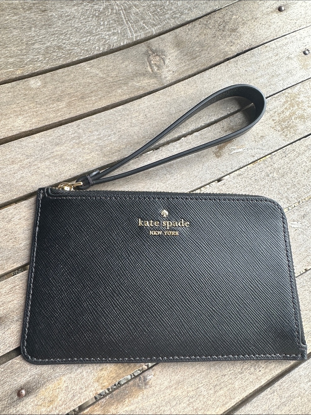 kate spade Black Saffiano Zip Wristlet